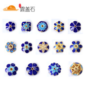 Yun Gaishi S925 silver cloisonne enamel loose beads accessories receptacle fire Blue Bead gold plated cloisonne hand DIY