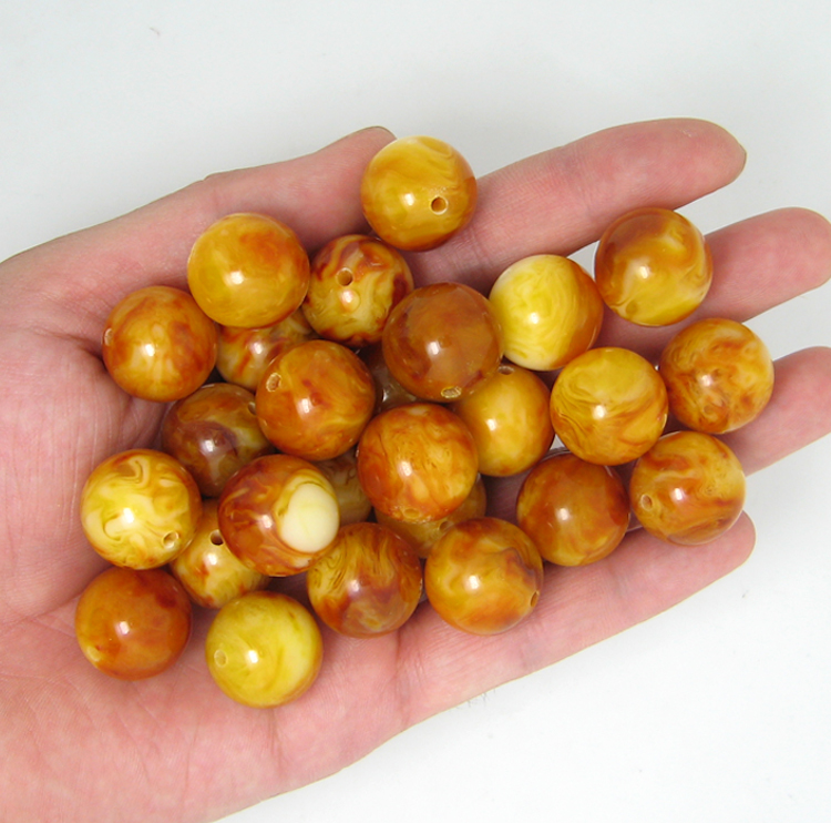 圆珠原石弟子琥珀鸡油黄老蜜蜡