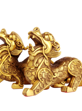 一对大号皮丘金钱怪兽貔貅摆件