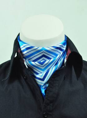 星曌●秋冬季韩版男士丝巾男式蓝色中方巾领巾混纺围巾围脖SJ1446