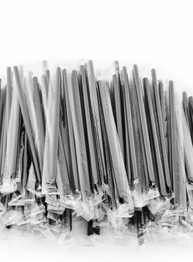 19.8CM独立包装黑色直身尖头奶茶冷饮果汁酒吧咖啡厅一次性吸管