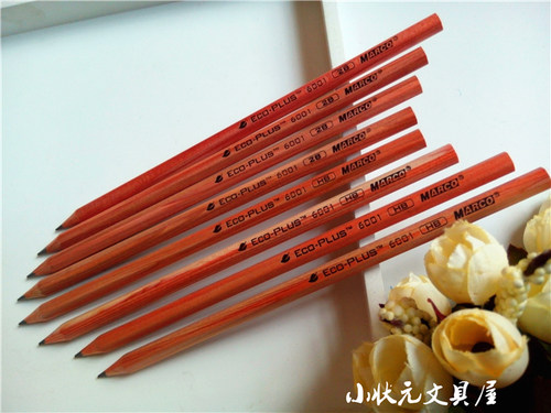 马可6001 高级书写学生铅笔 原木 隐藏铅芯无铅毒 不易断12支装 - 封面