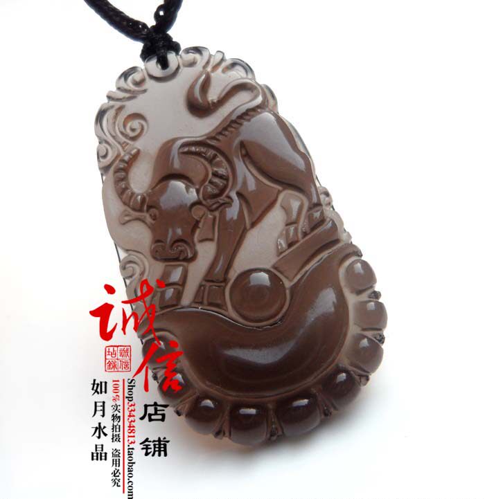 2026年十二生肖属牛吉祥物鸿牛呈运天然黑曜石吊坠306