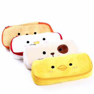 可爱动物系列文具盒毛绒笔袋韩国创意大容量铅笔盒化妆品收纳袋