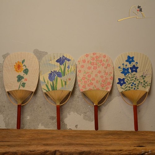 团扇纸制日式和风扇和服手绘空白