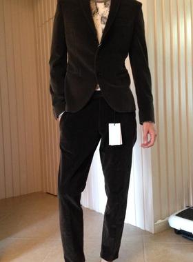 NEIL BARRETT SUPER SKINNY FIT 男士 黑灰色灯芯绒西服套装 现货