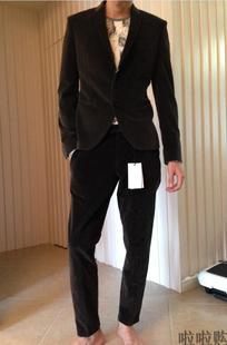 NEIL BARRETT SUPER SKINNY FIT 男士 黑灰色灯芯绒西服套装 现货