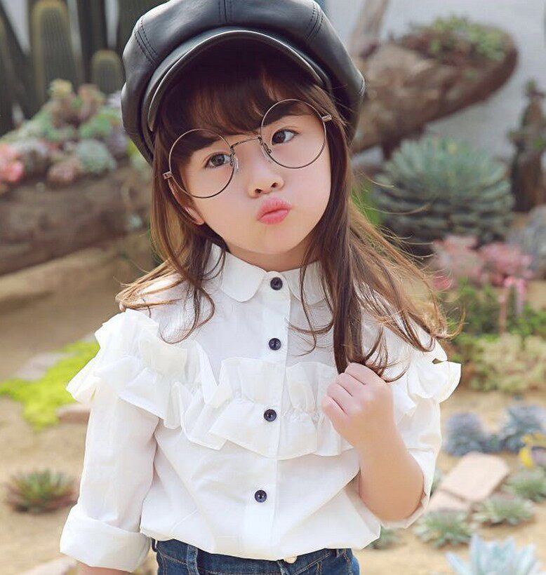 Chemise fille à manche longue en coton - Ref 2085986 Image 1