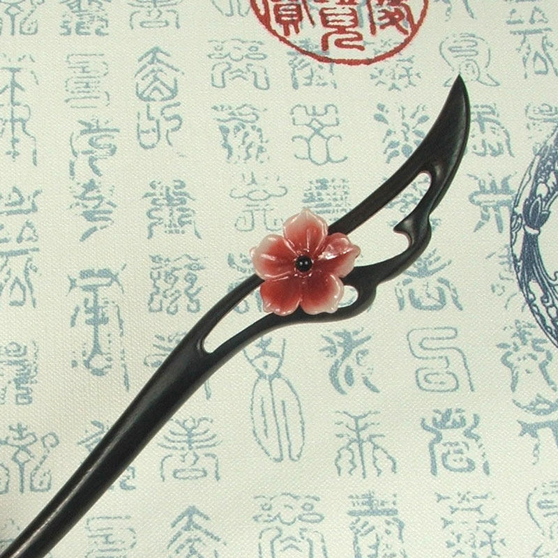 新款特价宫廷古典黑檀木玉花步摇流苏古风盘发簪子头饰品包邮清仓