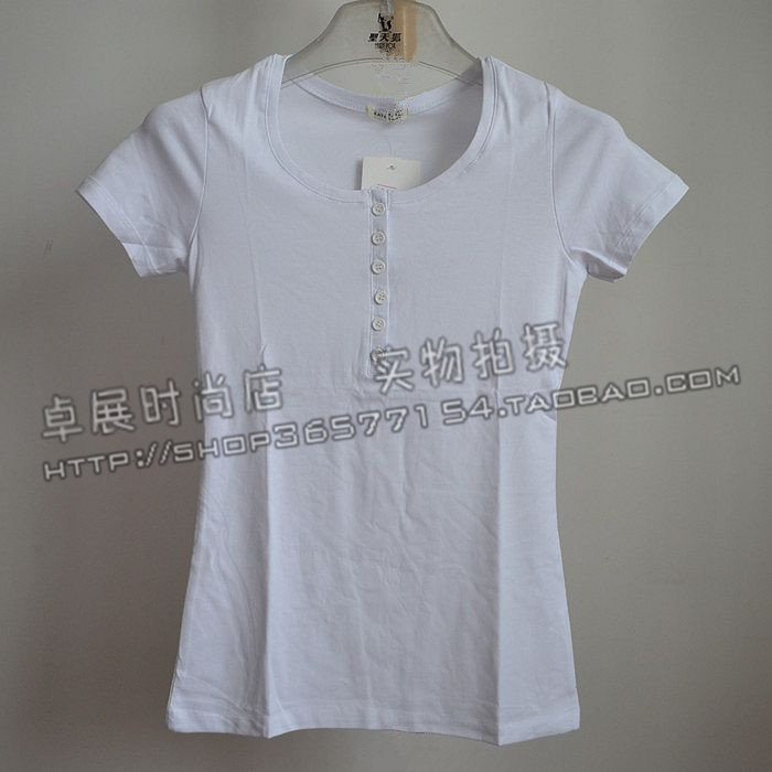 卡特新品 夏装 女装修身百搭打底衫 圆领短袖T恤 女 莱卡棉 3569