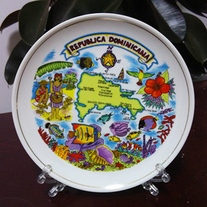 加勒比海库拉索岛风光新骨质挂盘直径19.5厘米