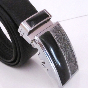 泰山玉带镶嵌天然泰山玉石腰带男士头层牛皮带自动扣高档商务礼品