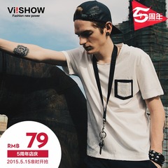 Viishow2015 summer dress new fashion solid color short sleeve t-shirt casual short sleeve cotton t-shirt round collar half sleeve