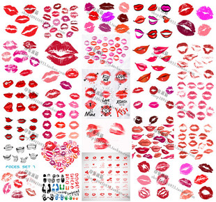 EPS格式 矢量设计素材 女性红唇印脚掌手掌印KISS图案大全