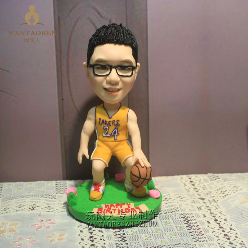 打篮球造型-q版泥塑泥人真人定制diy粘土捏人像软陶人偶订做礼物