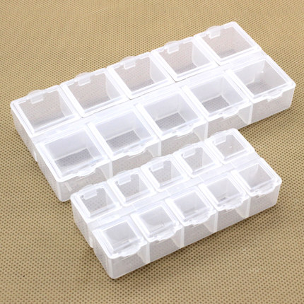 透明10格方格独立盖PP塑料收纳盒子五金配件盒饰品美甲耳钉盒储物