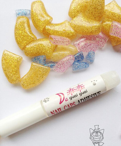 精品宠物指甲套 狗指甲套水晶12色 20粒一包 整包价格还送胶水哦