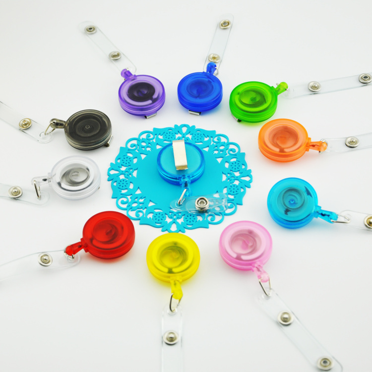 磨砂透明易拉扣 证件扣证件夹证件卡套胸卡挂绳伸缩扣钥匙防丢器