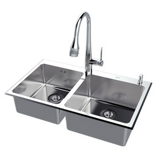 美标总经销！美标 GL890方形台上厨盆 CF-X119