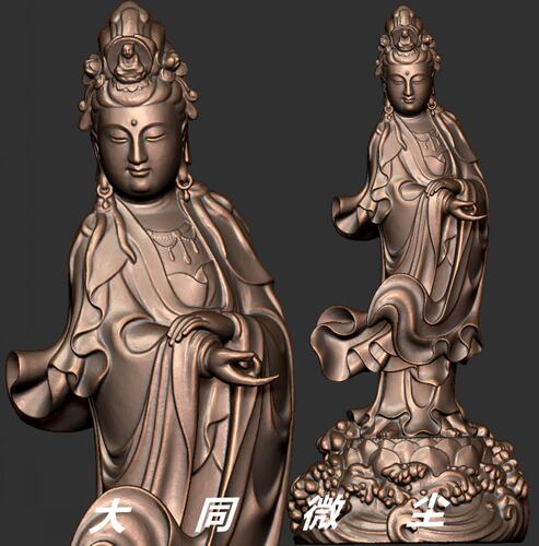 三维立体图 圆雕图 四轴  3D打印图 STL 模型  观音37