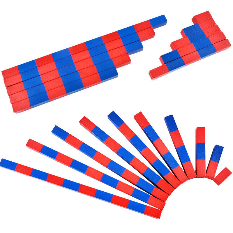 儿童数学教具家庭版红蓝数棒长棒 蒙特蒙台梭利蒙氏启蒙早教玩具