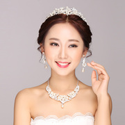 Good pretty ornaments to spin the bride necklace headdress set wedding bridal Crown earring necklace set of three