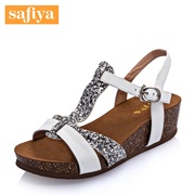 Sophia and summer leather peep-toe wedges Sandals Women color mosaic SF52115053