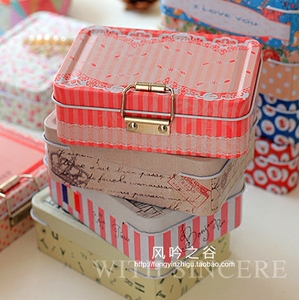清 双层饰品盒小号铁盒抽屉整理盒桌面收纳盒 随身糖果盒礼品盒子