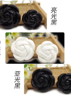 高档尼龙纽扣 呢大衣扣子 黑色白色女士毛衣外套开衫玫瑰花钮扣