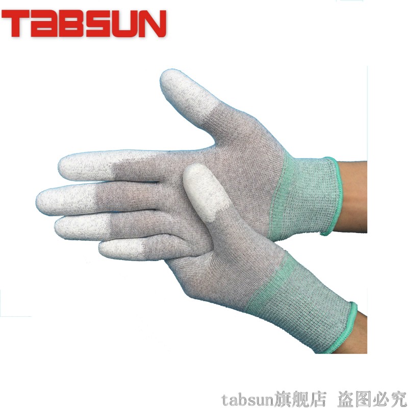 ESD điện TABSUN găng tay sợi carbon găng tay sạch găng tay nylon găng tay dính PU keo đầu