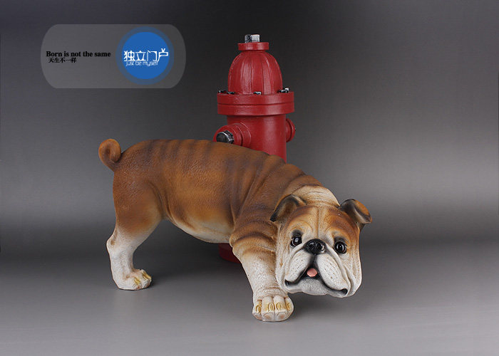 美国dwk公司创意个性英国斗牛犬趣味狗狗撒尿遛狗摆件英斗装饰品