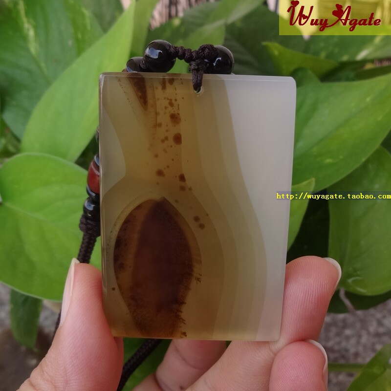 马料纯天然原色无烧海洋玉髓俏色水草玛瑙方牌无事牌吊坠子挂件男
