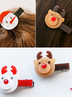Angelrena正品 韩国进口饰品 圣诞小鹿雪人发夹边夹刘海夹F2