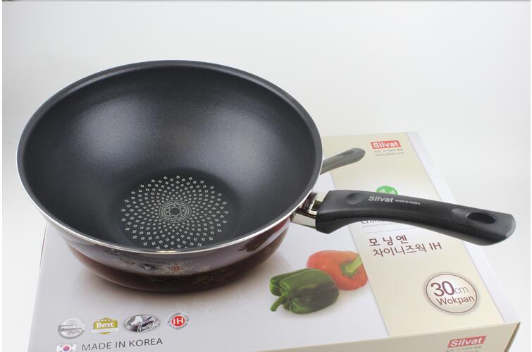 韩国进口 Silvat 不粘锅平底炒锅无油烟明火电磁炉两用炒勺30cm