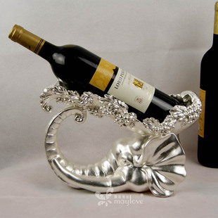 葡萄酒创意家居摆设 贴纯银箔大象酒架树脂摆件酒庄工艺品时尚 新款