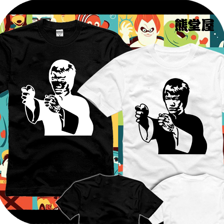 李小龙brucelee中国功夫巨星怀旧纯棉韩版t恤短袖男女衣服