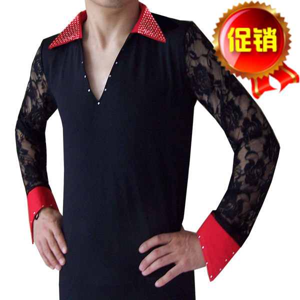 男款拉丁翻领上衣 儿童舞蹈服 男士拉丁舞服上衣练习练功服
