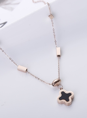 韩国百搭钛钢四叶草时尚风锁骨链