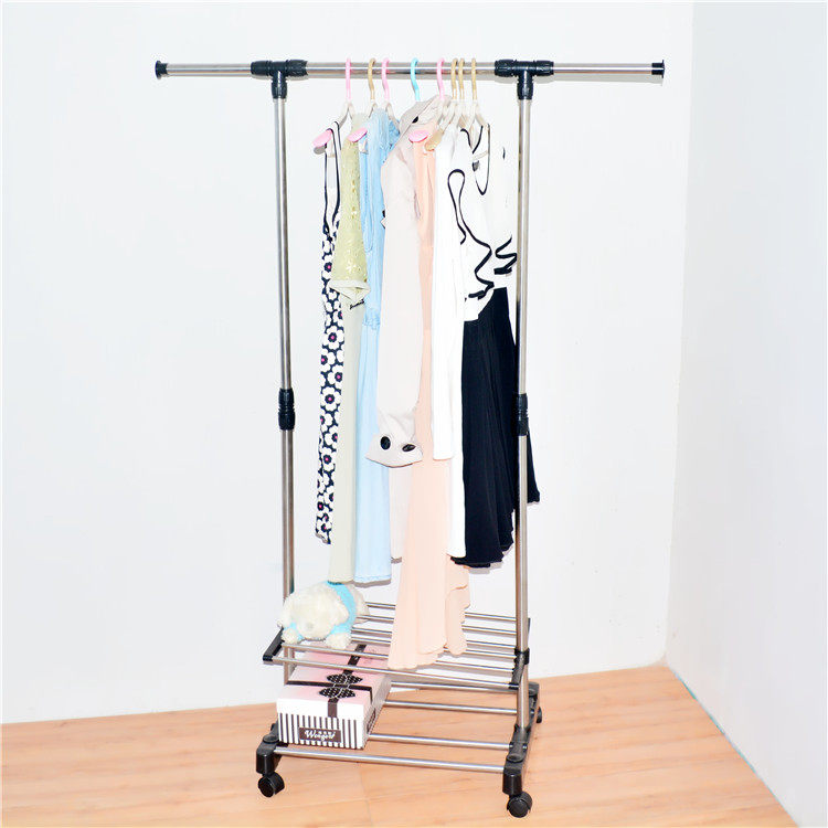 落地不锈钢晾衣架创意多层置物架收纳架大学生宿舍挂衣架衣帽架子