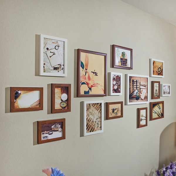 景宇 客厅无痕钉挂15框照片墙 相框 优惠券折后￥39包邮（￥59-20）9款可选