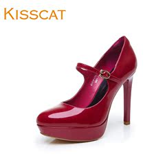 KISS KISS CAT cat light fall of 2015 is waterproof leather women high heels stiletto shoes