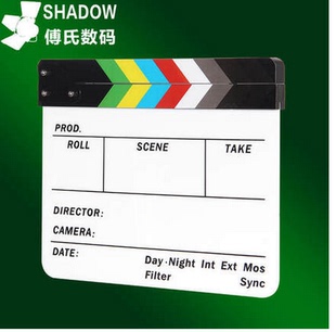影视摄影电影场记板全英文彩色打板导演拍板场记板亚力克材料送笔