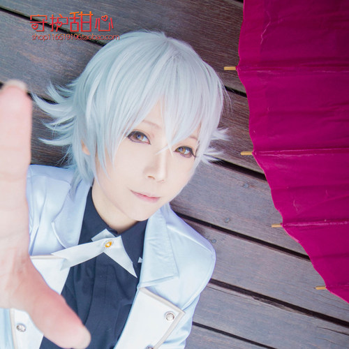 包邮甜心家《K》 伊佐那社/小白超原版银白色反翘短发cosplay假发
