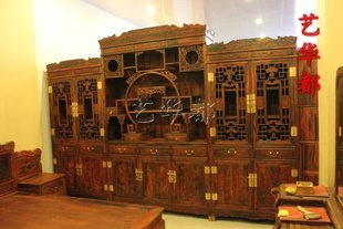 仙游红木家具老挝大红酸枝木博古架三组合交趾黄檀明清古典实木