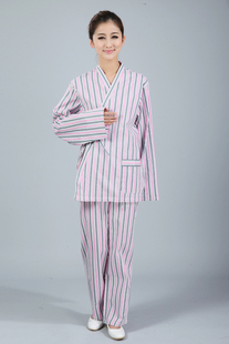 和袍式病员服套装带裤睡衣病号服睡袍全棉抗菌面料不褪色不起球K-