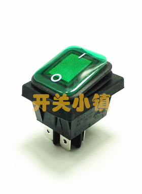 台湾RLEIL防水船型开关 KCD4型4脚2档电源开关 绿灯 银触点 RL2