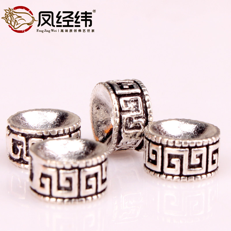 DIY饰品藏银配件 藏银藏式白铜回纹隔珠隔片星月菩提配饰