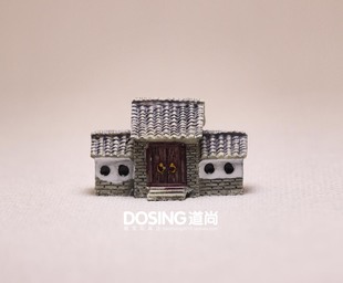 仿真微缩 中国古代建造 中式庭院门口 牌坊大门 模型树脂微景摆件