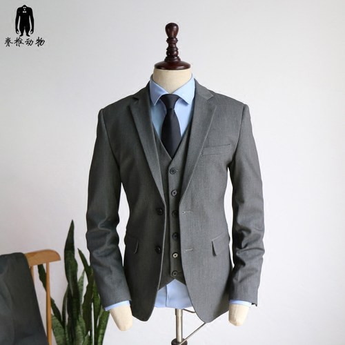 动物原创灰色修身绅士结婚男装