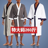 Áo choàng cotton nam dài tay áo ngủ dài quá khổ 260 kg Khách sạn thẩm mỹ viện áo choàng kimono màu đen mỏng - Night Robe pijama đôi